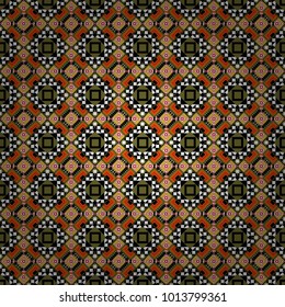 Vector colorful symmetrical seamless pattern for textile, tiles and design in brown, black and white tones.