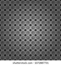 Vector colorful symmetrical seamless pattern for textile, tiles and design in white, gray and black tones.