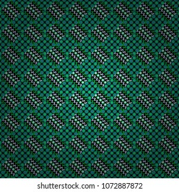 Vector colorful symmetrical seamless pattern for textile, tiles and design in blue, black and green tones.