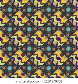 Vector colorful symmetrical seamless pattern for textile, tiles and design in gray, brown and beige tones.