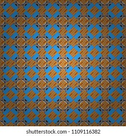 Vector colorful symmetrical seamless pattern for textile, tiles and design in beige, blue and gray tones.