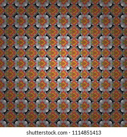Vector colorful symmetrical seamless pattern for textile, tiles and design in brown, gray and beige tones.