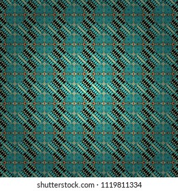 Vector colorful symmetrical seamless pattern for textile, tiles and design in black, yellow and blue tones.