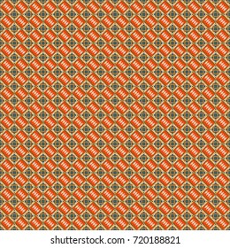 Vector colorful symmetrical seamless pattern for textile, tiles and design in brown, beige and orange tones.