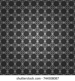 Vector colorful symmetrical seamless pattern for textile, tiles and design in black, white and gray tones.