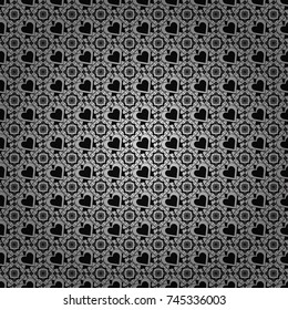 Vector colorful symmetrical seamless pattern for textile, tiles and design in white, gray and black tones.