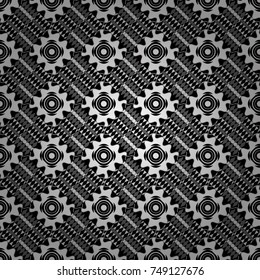 Vector colorful symmetrical seamless pattern for textile, tiles and design in gray, black and white tones.
