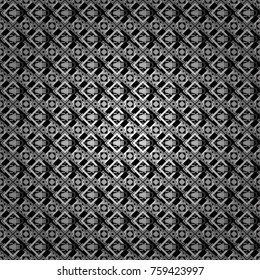 Vector colorful symmetrical seamless pattern for textile, tiles and design in black, white and gray tones.