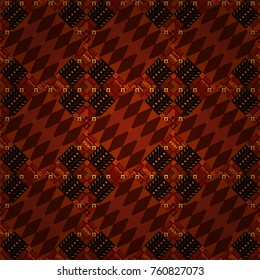 Vector colorful symmetrical seamless pattern for textile, tiles and design in brown, red and black tones.
