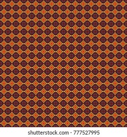 Vector colorful symmetrical seamless pattern for textile, tiles and design in brown, red and orange tones.
