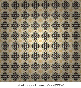Vector colorful symmetrical seamless pattern for textile, tiles and design in beige, white and blue tones.