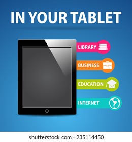 Vector colorful tablet infographic illustration with flat elements. Eps10