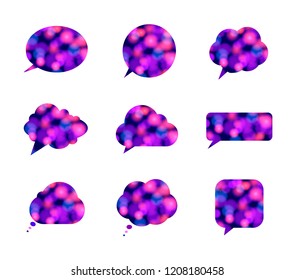 Vector Colorful Talk Bubbles, Shine Design Elements, Abstract Lights Neon Frames.