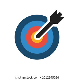 Vector colorful target icon. Target with arrow on blank background