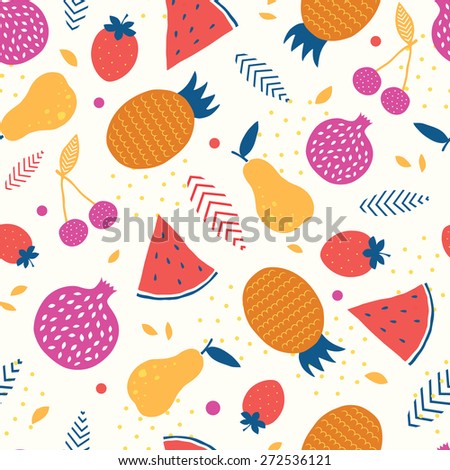 Vector colorful tasty fruit seamless pattern background