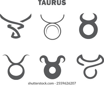 vector  colorful taurus zodiac sign, astrology symbols symbol drawings