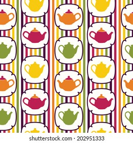Vector colorful teapot seamless abstract pattern.