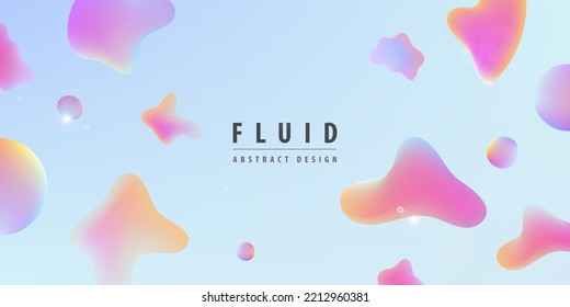 Vector colorful template banner, abstract background with gradient color, organic bubble liquid shapes.