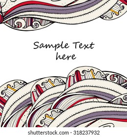 Vector colorful template for greetings cards. Ethnic retro design in zentangle style. Hand drawn background.