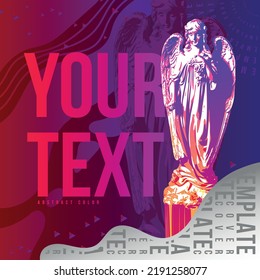 Vector colorful template for your designs. A grieving angel statue.