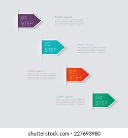 Vector colorful text box with steps, trendy colors. Vector illustration can be used for workflow layout, diagram, number options, web design.