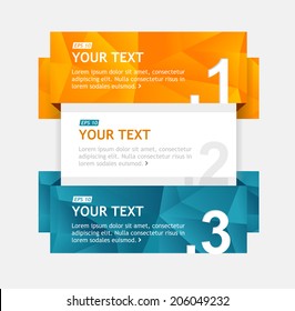 Vector colorful text boxes, infographics options banner 1 2 3