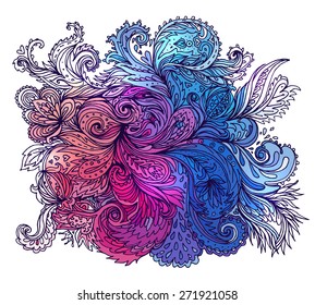 Vector colorful  texture with abstract flowers isolated on white