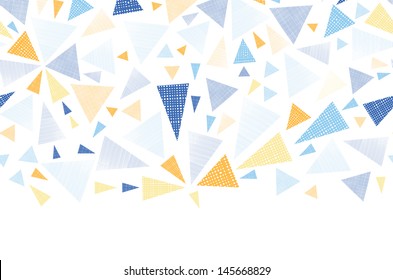 Vector colorful textured arrows triangles horizontal seamless pattern background with hand drawn elements.