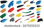 Vector Colorful Textured Paint Brush Strokes Collection 