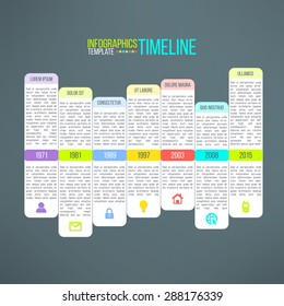 Vector colorful timeline template infographic suitable for business presentations, reports, statistic layout.