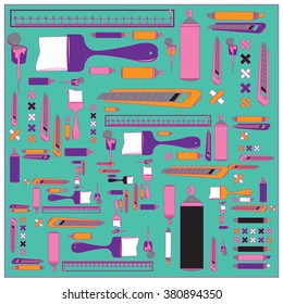 Vector colorful tools pattern 