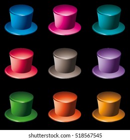 Vector colorful top hat pattern illustration