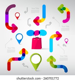 Vector Colorful Transparent Arrows Web Page Template