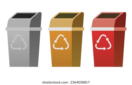 Vector colorful trash cans with recycling. waste sorting containers
