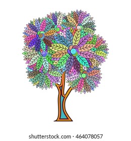 vector colorful tree. A cute illustration on a white background.