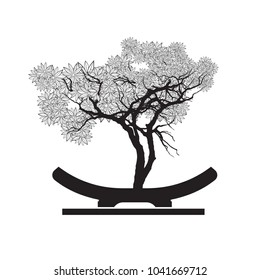 Vector of colorful tree, Japanese hawthorn bonsai, Detailed image. Vector illustration.
