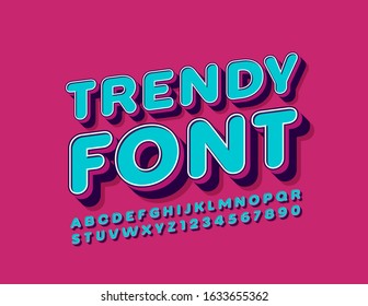 Vector Colorful Trendy Font. Bright Stylish  Alphabet Letters and Numbers.