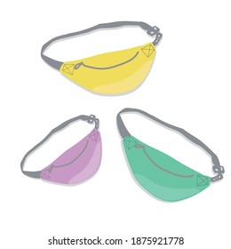 Vector colorful trendy waist bag. 