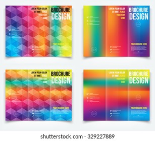 Vector colorful tri-fold brochure design templates collection. Set of four