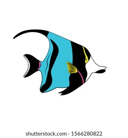 Vector colorful tropical hand drawn fish.