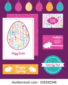 Vector colorful tulip flowers set of Easter cards, labels, tags and banners templates