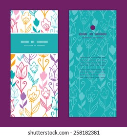 Vector colorful tulip flowers vertical frame pattern invitation greeting cards set