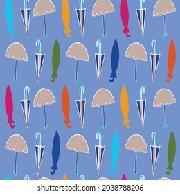 Vector colorful umbrella seamless pattern background.Perfect for wallpaper, gift wrapping paper, scrapbooking, and fabric projects.