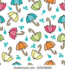 Vector Colorful Umbrellas seamless pattern repeat, perfect for digital paper or fabric.