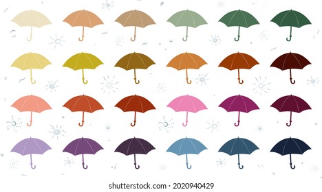 Vector of the colorful unbrellas