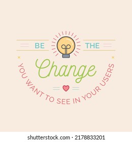 Vector and colorful UX Badge with lightbulb icon, heart and real user experience quote.