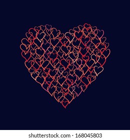 Vector colorful Valentine's Day Card hearts.