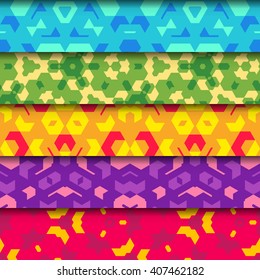 vector colorful various decoration abstract geometric seamless patterns collection
