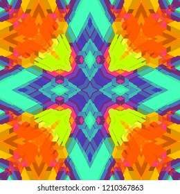vector colorful various shapes vibrant futuristic high detailed abstract geometric background kaleidoscopic seamless pattern