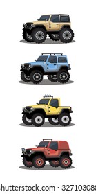 Vector Colorful vehicles image design set for illustration, postcards, labels, stickers and other design needs.